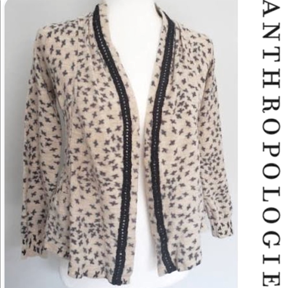 Anthropologie Cream and Black Cardigan